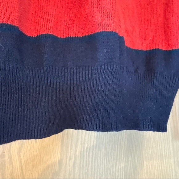 J. Crew 2008 Collection Red and Navy Collegiate V-Neck Sweater Cotton/Cashmere - Picture 5 of 6